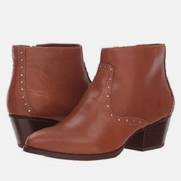 Dolce Vita Shoes - DOLCE VITA Tobin Studded Leather Bootie Brown Side Zip Size 6 NEW